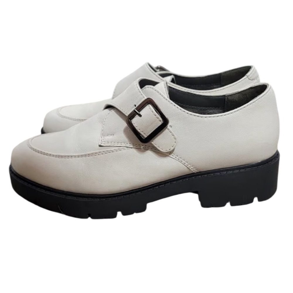 Seychelles foremost monk strap chunky loafers in white leather